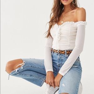 Rouched mesh bodysuit forever21